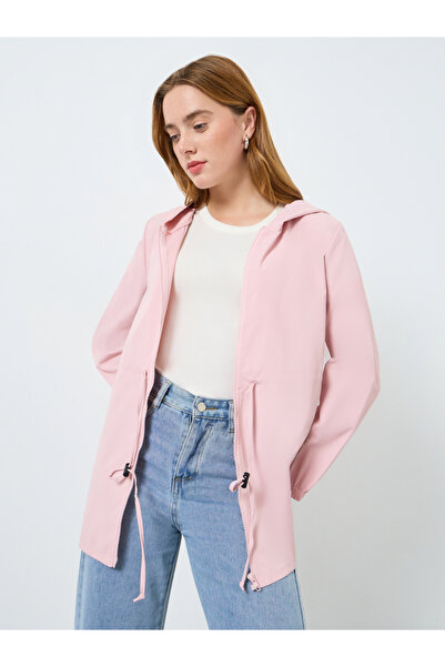 Take Two By Styli Women Solid Zip Up Drawstring Waist Hooded Jacket