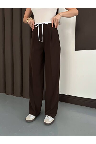 MAXXANA Palazzo Fabric Pants with Waist Ties