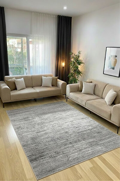 VOPTEKS Gri Halı Salon Halısı Makinede Yıkanabilir Halı Kaymaz Taban Halı