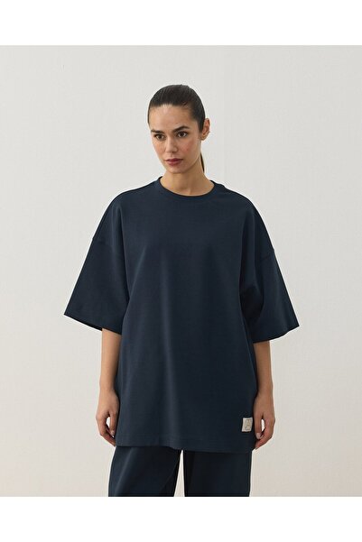 Aybikestil Premium Doubleface Oversize Relax Tshirt Lacivert