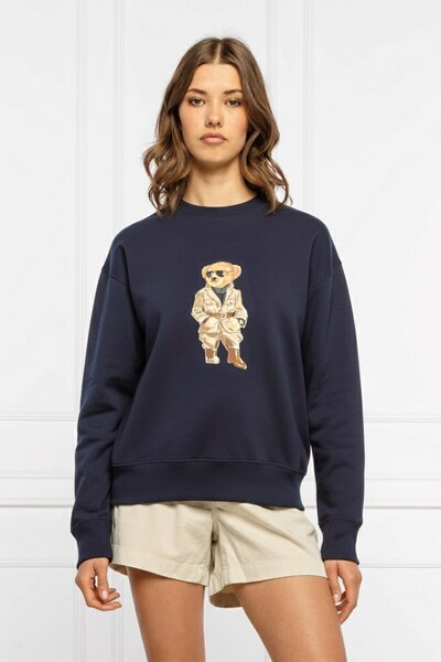 The Champ Clothing Women's Oversized Sweatshirt Trench Bear 3D Printed Navy B...