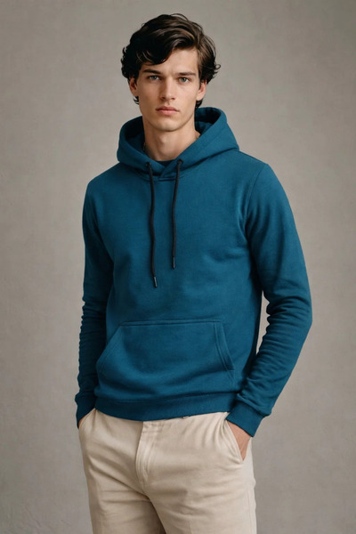 DAMGA JEANS Men's Premium Casual Mint Hooded Sweatshirt