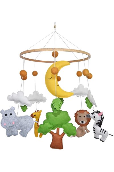 Arabest لعبة معلقة على شكل حيوانات الغابة لسرير الأطفال - ديكور غرفة الأطفال من ترينه غوو، سرير أطفال من اللباد بطابع الغابة