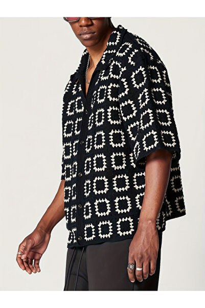 Take Two By Styli Men Patterned Knit Boxy Shirt