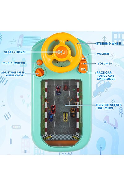 mobify لعبة عجلة قيادة موسيقية تفاعلية للأطفال - لعبة تعليمية للقيادة والسباق...