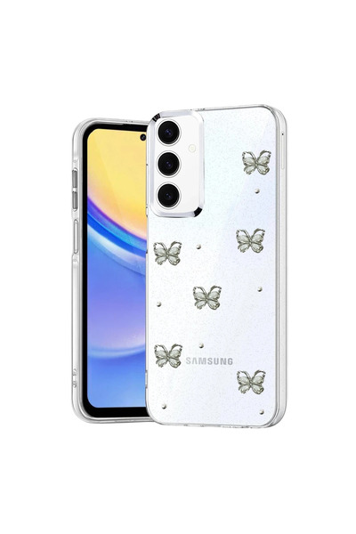 UnDePlus غطاء شفاف لهاتف سامسونج جالاكسي S25 FE / S24 FE مع نقش بارز ونمط لامع على شكل فيونكة