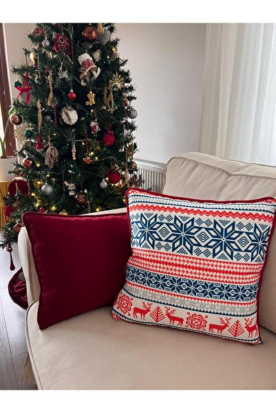 TUĞÇE DEMİR HOME DESIGN ŞERİT YILBAŞI DESEN KIRLENT ( İÇ DOLGULU VEYA KILIF)