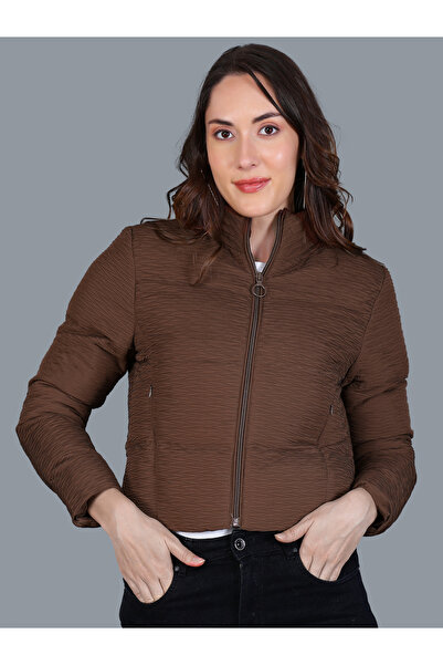 Fort Collins By Styli Women Brown Quilted Crop Jacket