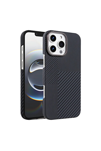 UnDePlus Apple iPhone 16 Pro Max Kılıf Kevlar Desenli Karbon M-Safe Magnetik ...