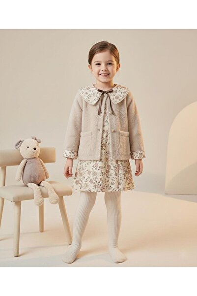 Bebüş طقم فستان بناتي من قماش البوبلين الناعم مع كارديجان BEB-16489