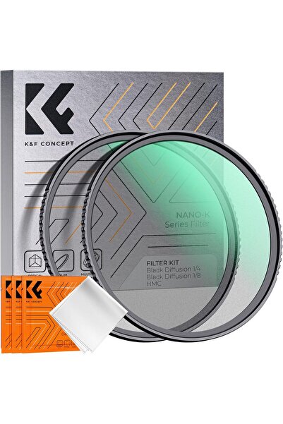 K&F CONCEPT 49 mm Black Diffusion 1/4 & 1/8 Filters Kit, 2 Pack Ultra-Thin Mist Cinematic Effect Fil