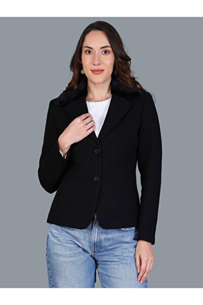 Fort Collins By Styli Women Black Button-Front Regular Blazer