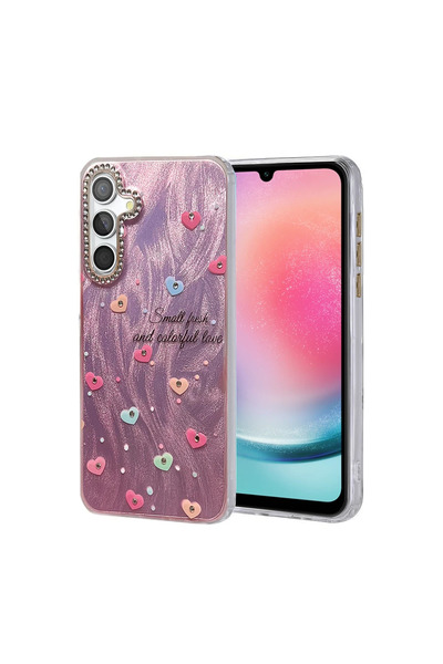 UnDePlus حافظة لهاتف سامسونج جالاكسي A24 4G، غطاء ذو نمط منقوش ملون ولامع