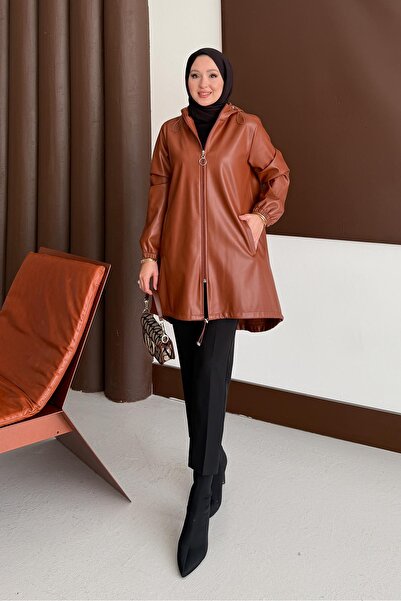 Rimel Moda Leather Jacket Cap Cream