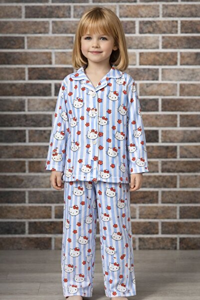 YİGİT BUTİK Детски пижамен комплект с копчета и шарки