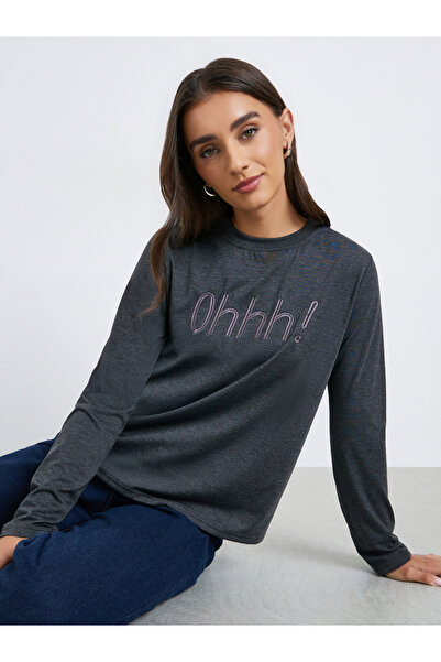 Styli Women Embroidered Front Regular Fit T-Shirt