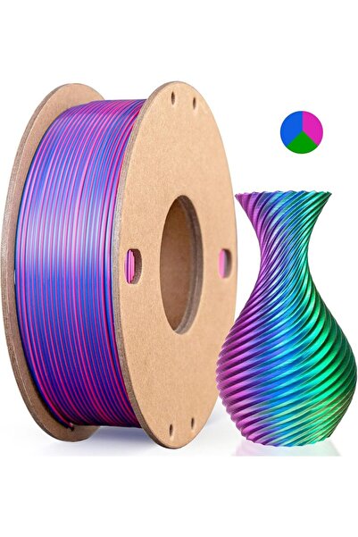 Choice4 RoseRedDarkBlueGreen Tri-Color Silk PLA 3D Printer Filament 250g 1.75mm, 3color-in-1 Silk PLA Filame
