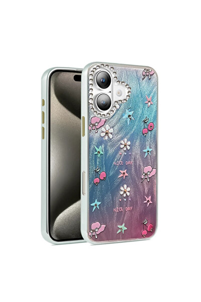 UnDePlus Apple iPhone 16 Case Colorful Shiny Embossed Pattern Blade Cover