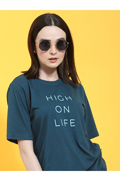 Rigo By Styli Teal Short Sleeve Oversized T-Shirt