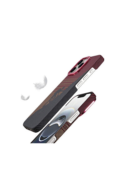 UnDePlus Apple iPhone 16 Pro Max Kılıf Kevlar Desenli Karbon M-Safe Magnetik Şarj VEGA-Msafe