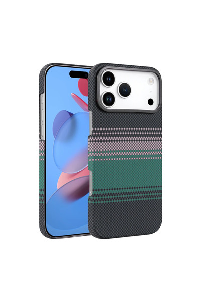 UnDePlus Apple iPhone 17 Pro Max Kılıf Kevlar Desenli Karbon M-Safe Magnetik Şarj VEGA-Msafe