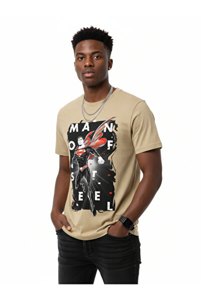 Superman By Styli Men Beige Superman Graphic Print T-Shirt