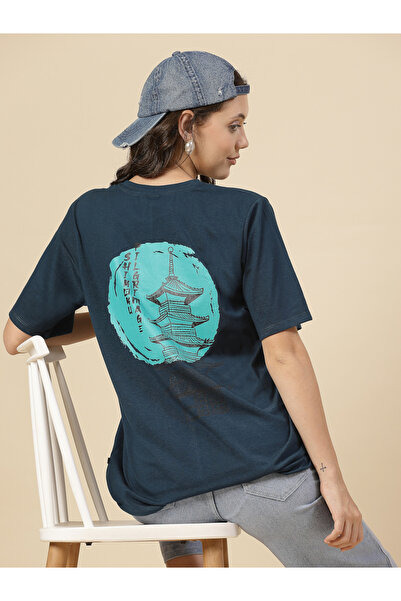 Rigo By Styli Women Teal Graphic Print Jersey T-Shirt