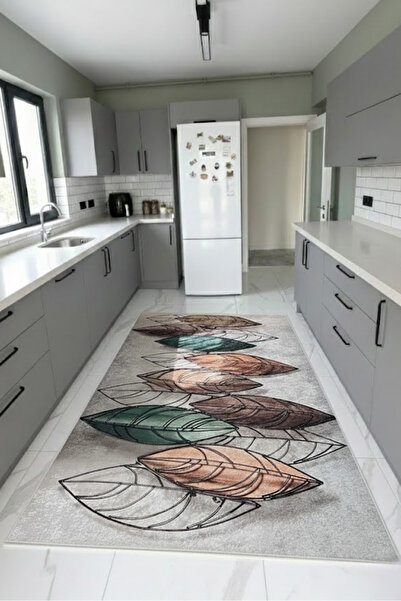 VOPTEKS Kahverengi Halı Mutfak Halısı Makinede Yıkanabilir Halı Kaymaz Taban ...