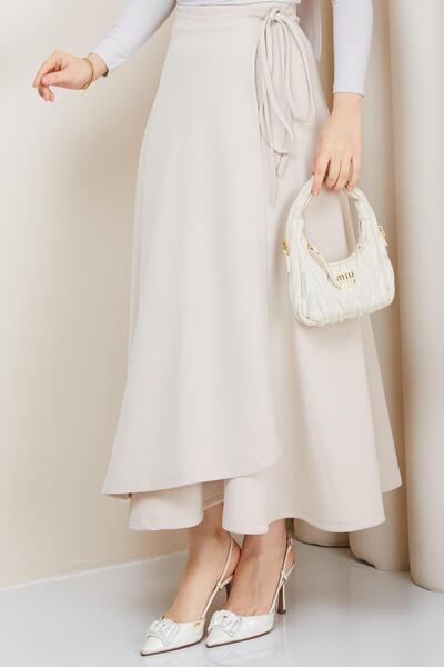 hafsamina Side Tie Scuba Skirt Cream Hm2870