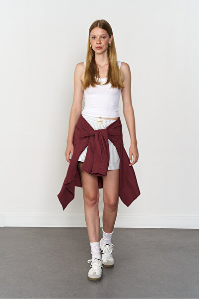 Beyyoglu Beli Lastikli Çizgili Şort