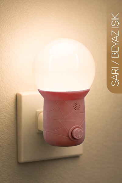 Telvesse Gece Lambası Kubbe Tip 2 MOD Sarı-Beyaz Işık Tuşlu Koridor Hol Işığı...