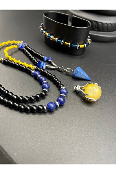 magıcgrange مجموعة الأحجار الطبيعية ذات الطابع الروحي باللون الأصفر والأزرق ا...