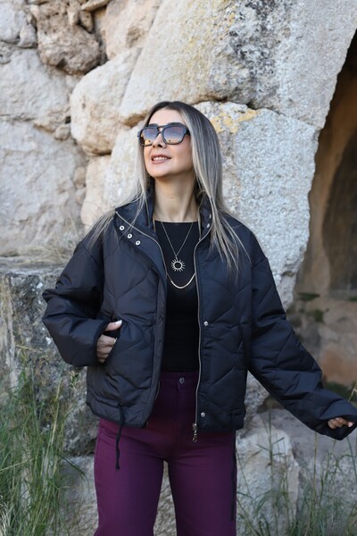 bytugcekaya Black Quilted Coat
