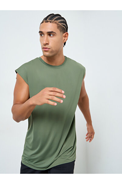 Styli Regular Fit Quick Dry Athleisure Mesh Panel Tank