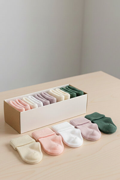 pufien Organik Pamuk Unisex 5'li Kutulu Premium Bebek & Çocuk Çorabı