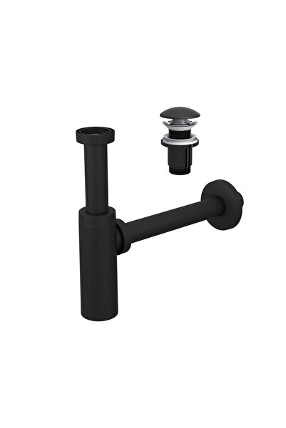 SUERA Moon Ayarlanabilir Lavabo Sifonu + Elixir Pop-Up Set (Siyah - Taşma Del...