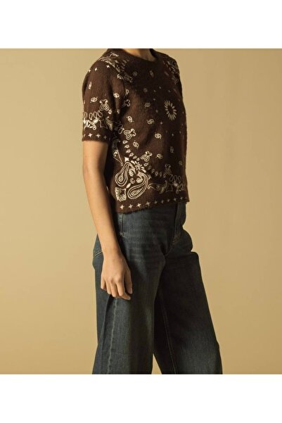 Que Kısa kollu desenli triko kazak