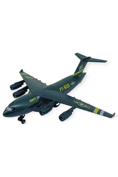 KIZIL Çek Bırak Sesli Işıklı Metal Kargo Uçağı 21 cm - Füme