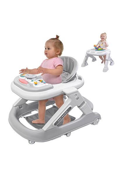 Ominii مشاية أطفال 4 في 1 مع طاولة مكعبات وصينية موسيقى، مشاية أطفال قابلة لل...