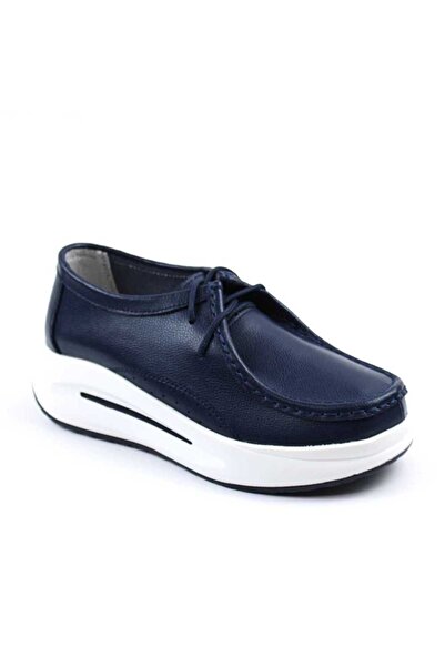 mm Women's shoes, with platform, made of genuine leather WKS02-NAVY