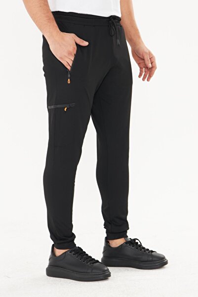 Marco Ferry Men's Fleece-Lined Dalgıç Winter Sweatpants Black 5446-S