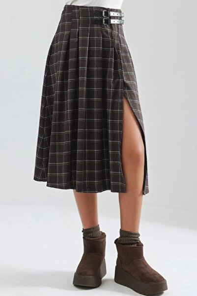 Hiccup Кемер Детально картата плісирована міді спідниця