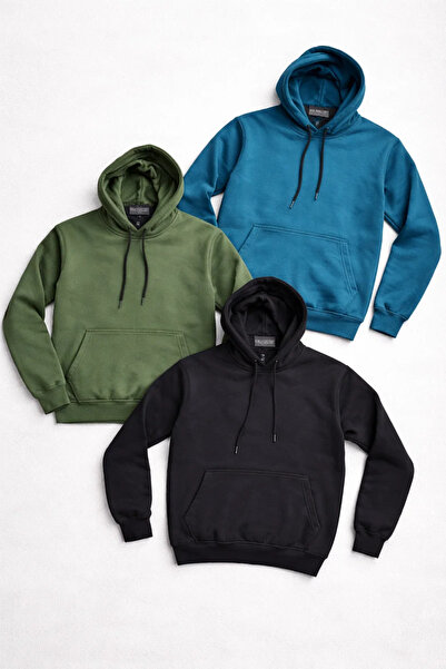 DAMGA JEANS Ανδρικό φούτερ με κουκούλα και τσέπη καγκουρό 3 τεμαχίων