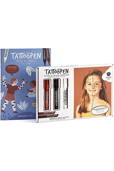 NAILMATIC Geçici Dövme Kalem Seti(3 adet) + Aktivite Kitabı// Art - Funny Tribe