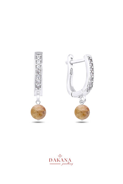 DAKANA JEWELLERY Sertifikalı Sitrin Taşı Faset Kesim Gümüş Dikdörtgen Stil Do...