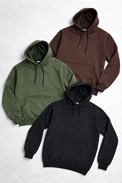 DAMGA JEANS Ανδρικό φούτερ με κουκούλα και τσέπη καγκουρό 3 τεμαχίων