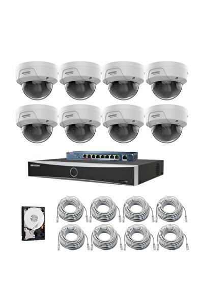 Hikvision HiWatch IP Surveillance System, 8 Cameras, 4MP, PoE, IR 30m