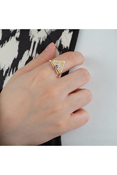 Gl8k Üçgen Taş Yüzük