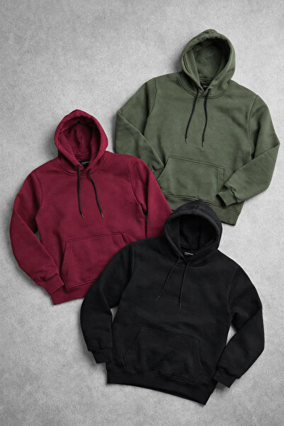 DAMGA JEANS Ανδρικό φούτερ με κουκούλα και τσέπη καγκουρό 3 τεμαχίων