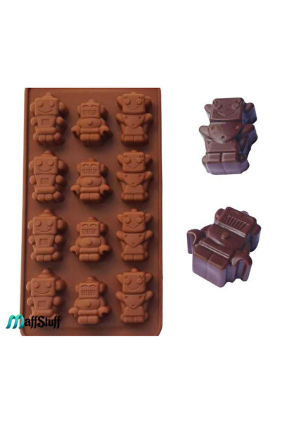 MaffStuff Silicone Mold for Candy Pralines Jellies Robots Brown